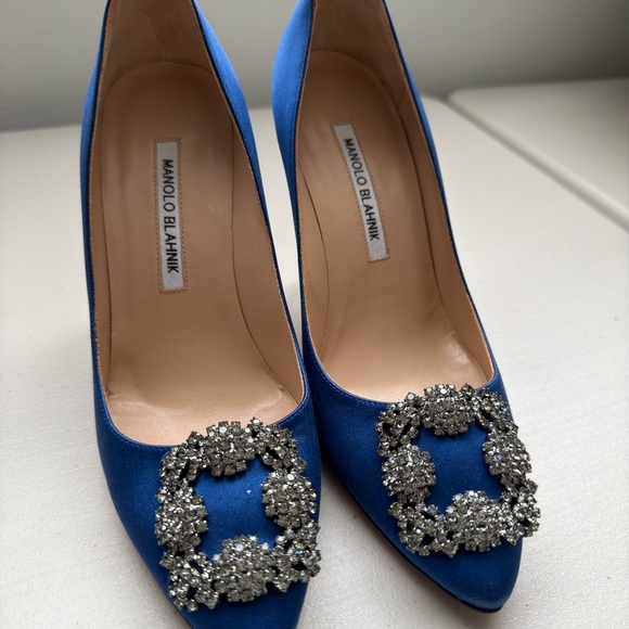 Manolo blahnik Blue Satin Embellished Pumps - Picture 5 of 11